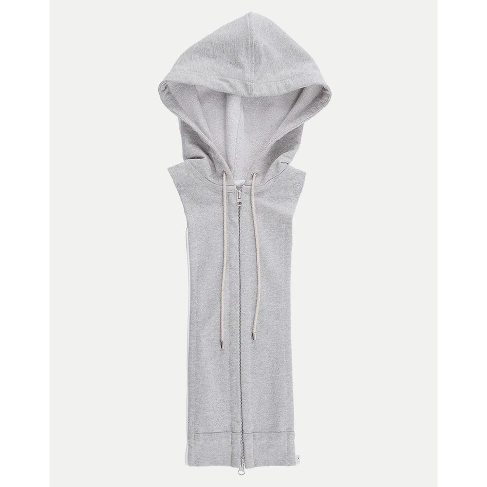 Veronica Beard Hoodie Dickey Heather Grey French Terry Zip-In Accessory O/S